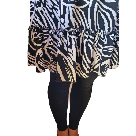 En Focus Studio Zebra Graphic Midi Dress 10 Indie Career Stretch Layered Hem - Picture 2 of 7